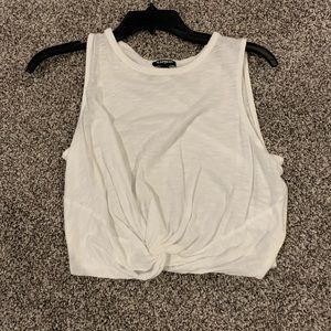 White Cropped Tank With Knot